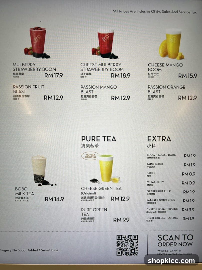 HEYTEA Menu