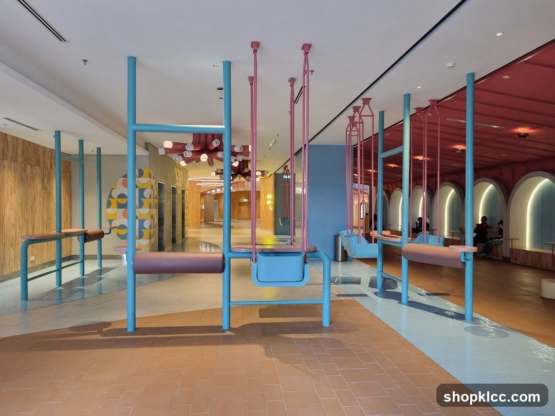 Modern lounge area with swings