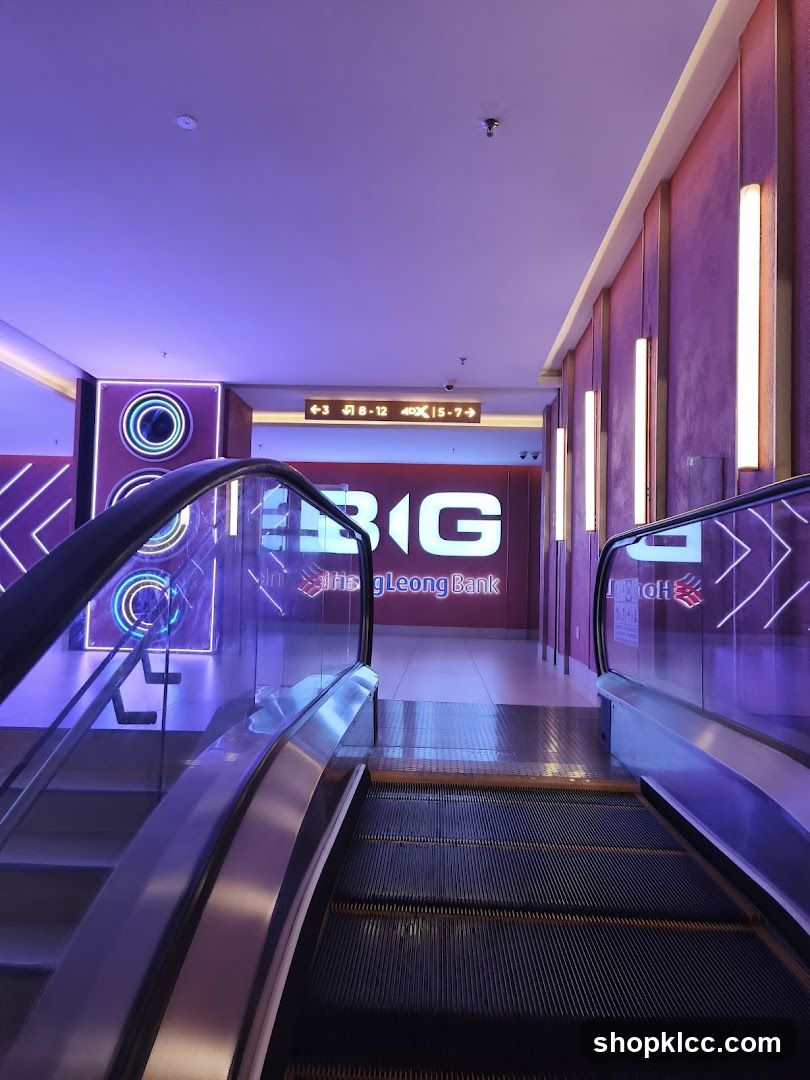 Escalator leading to a bank entrance