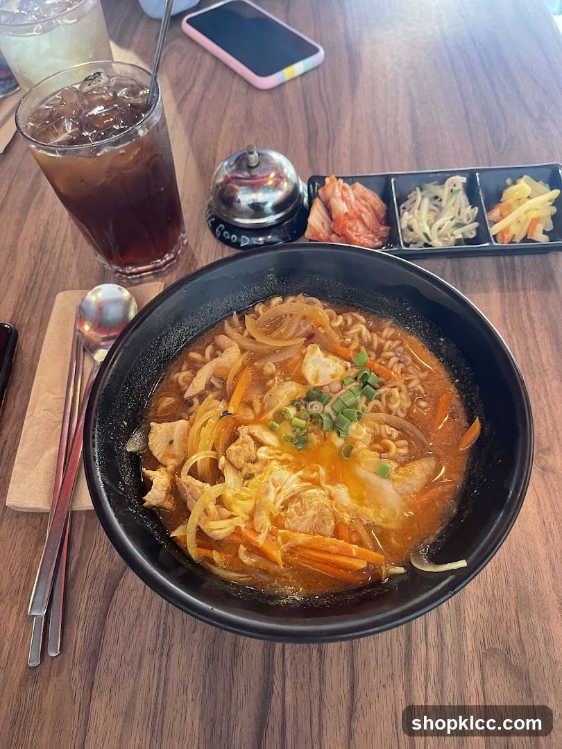 Korean Noodle Soup with Side Dishes