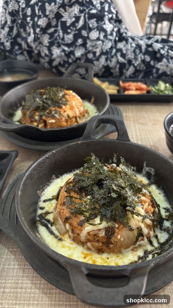 Kimchi Fried Rice with Cheese and Seaweed