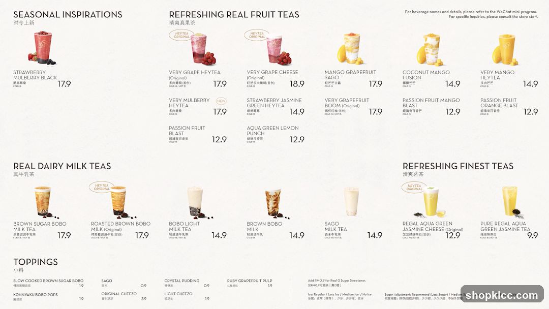 HEYTEA Menu
