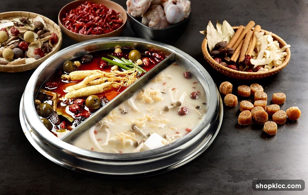 Hot Pot with Two Broths and Ingredients