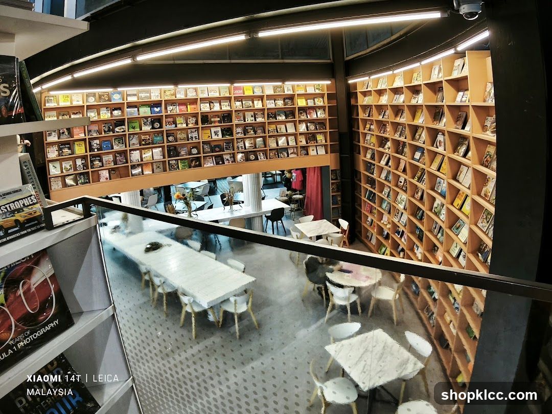 Interior of a bookstore with seating areas