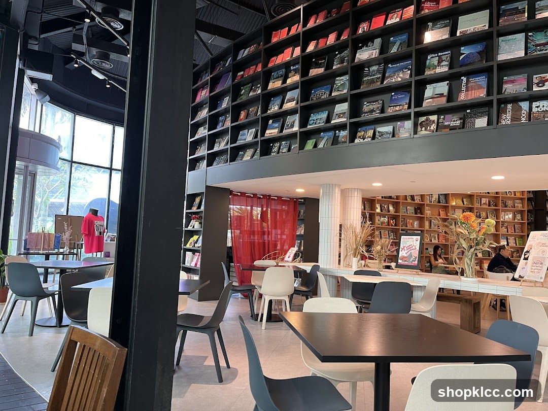 Interior of a bookstore cafe