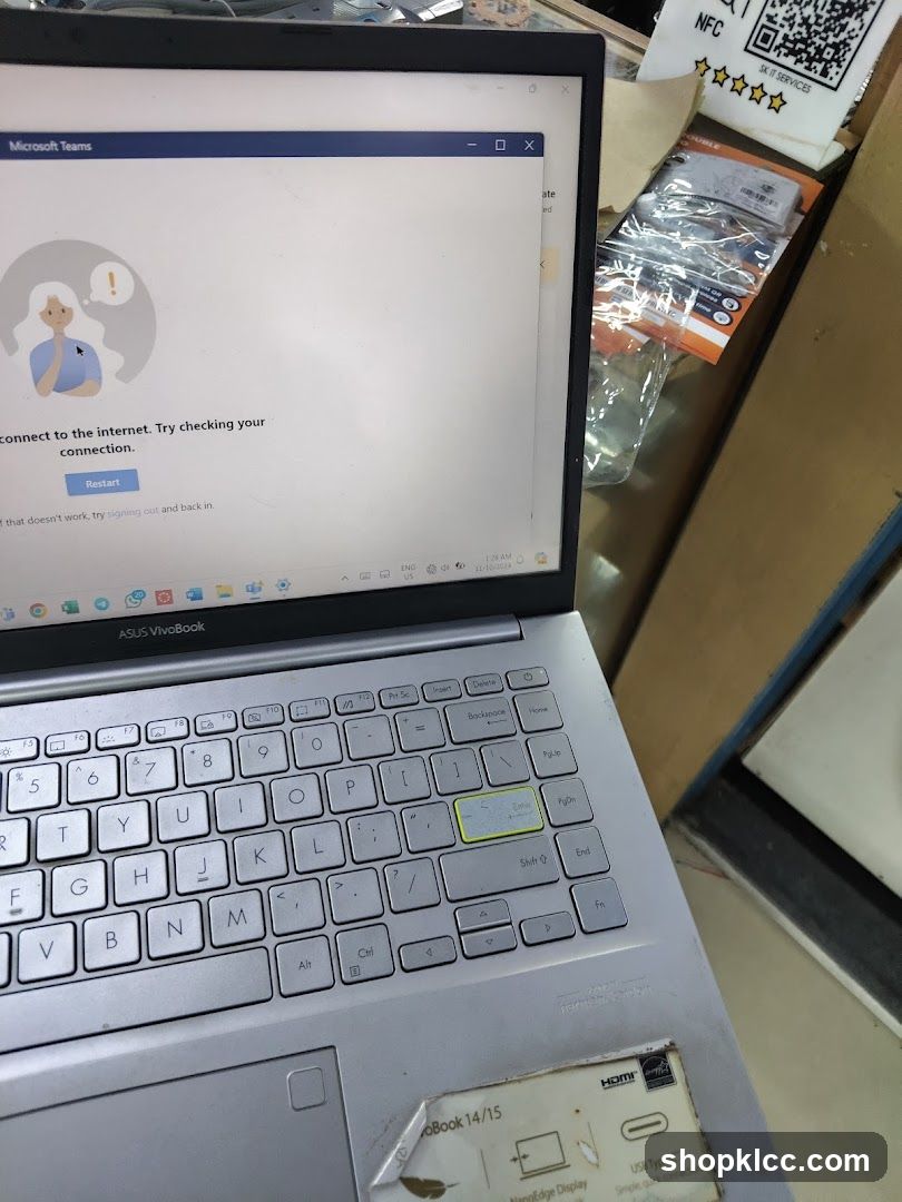 Laptop with Microsoft Teams error