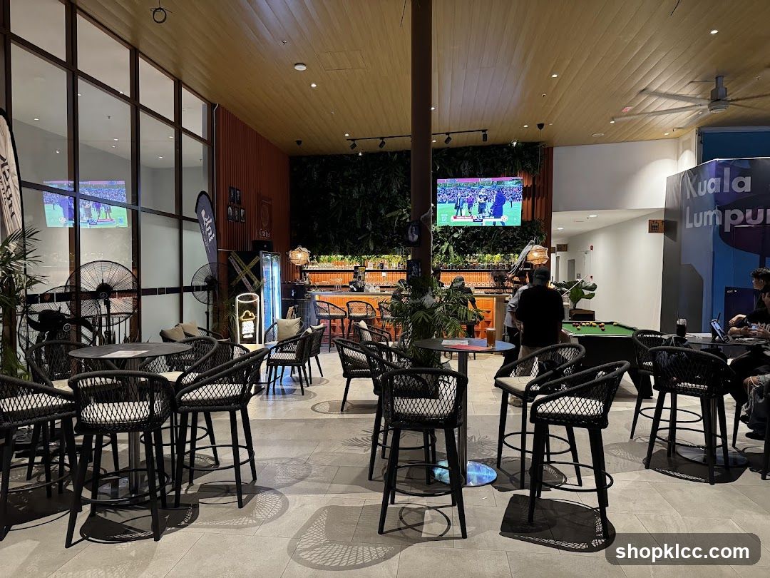 Bar with seating and pool table