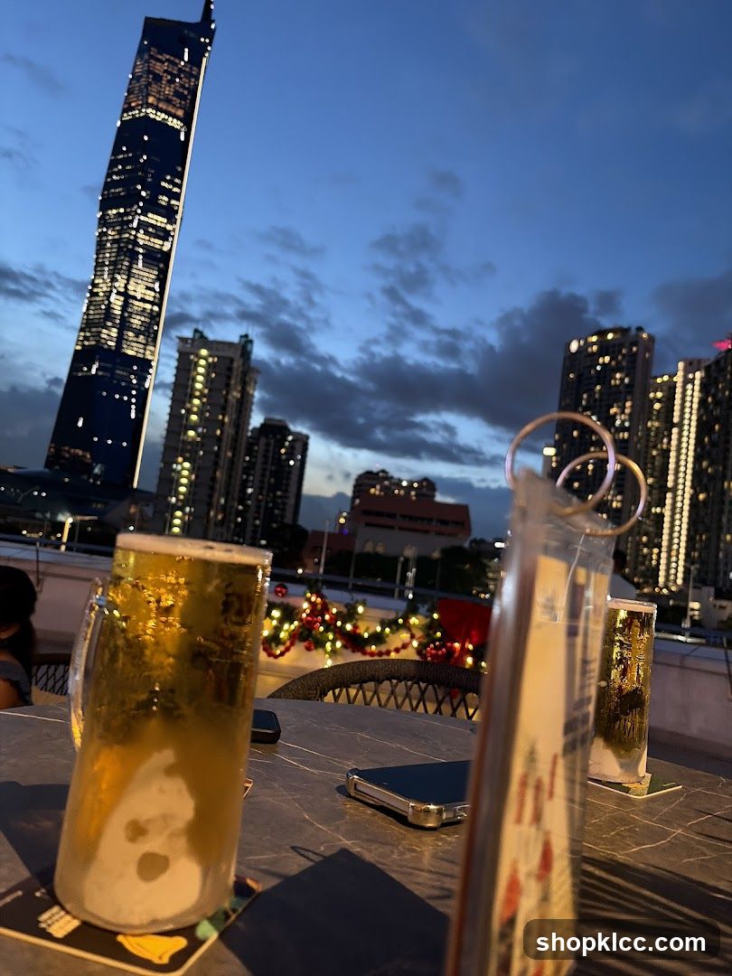Rooftop drinks at dusk