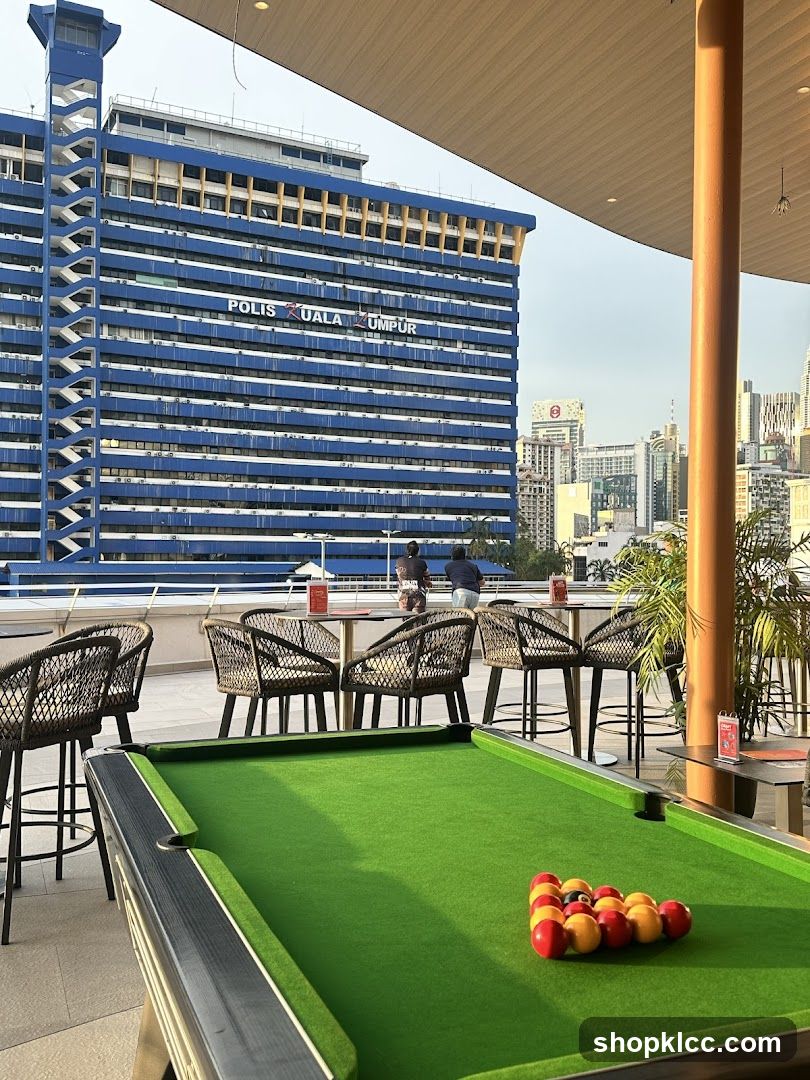 Rooftop Pool Table with City View