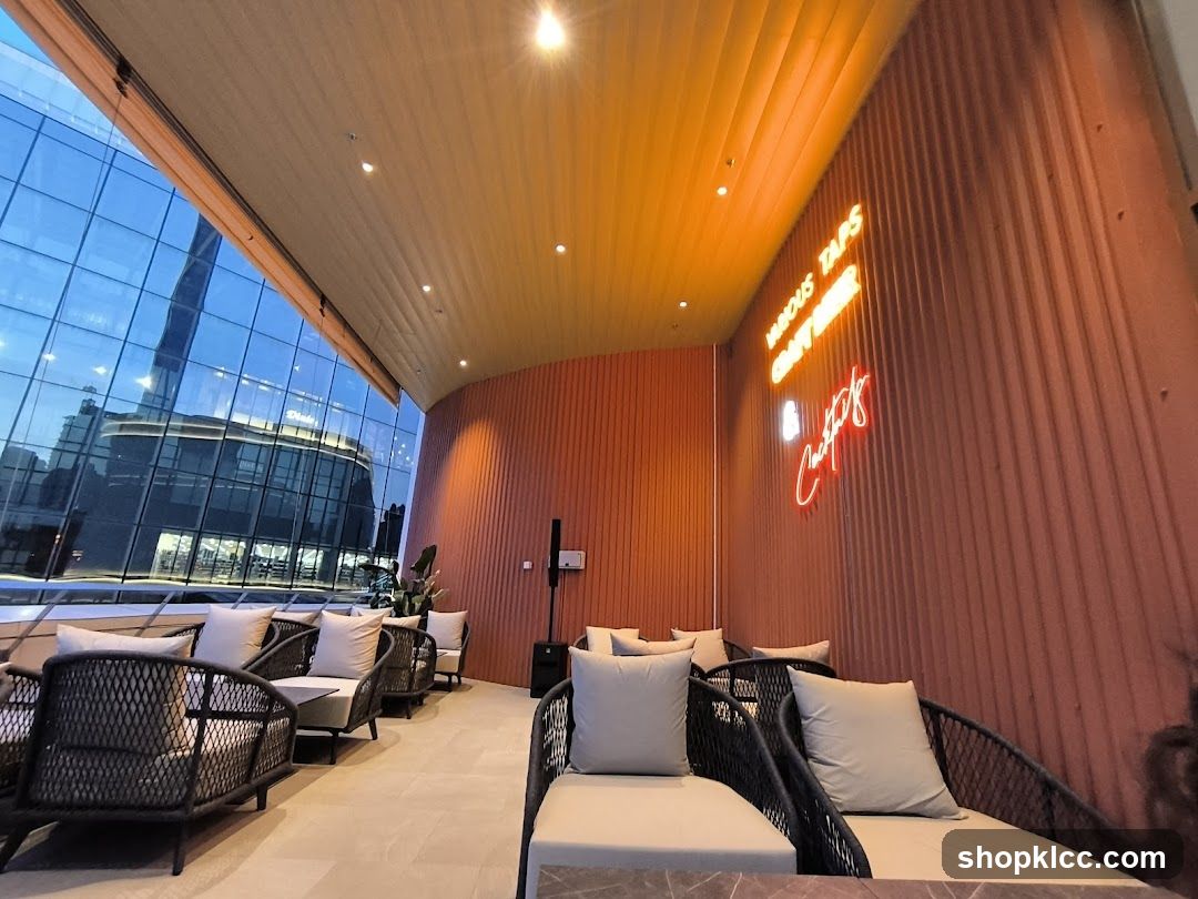 Modern Lounge Area with Neon Signage