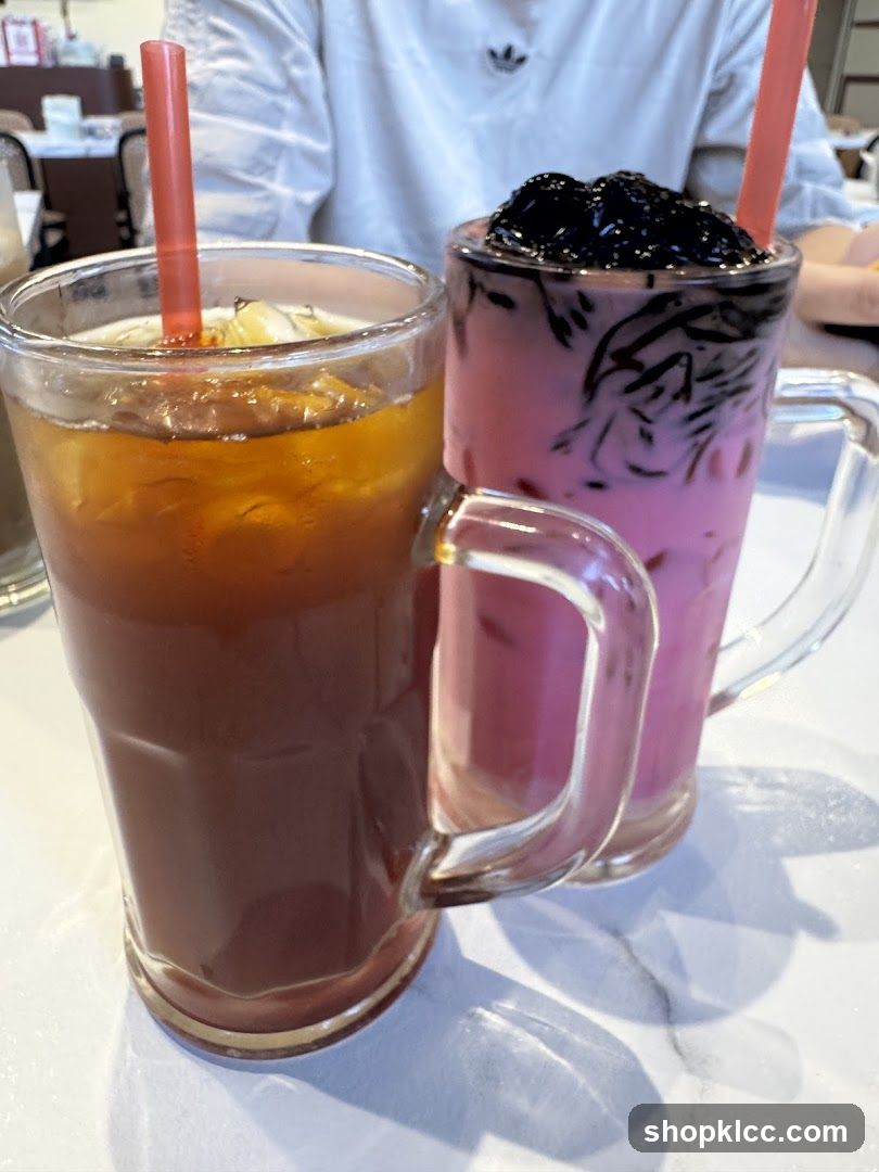 Two drinks on a table