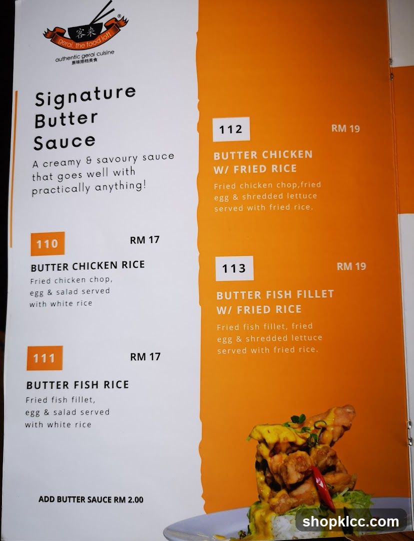 Signature Butter Sauce Menu