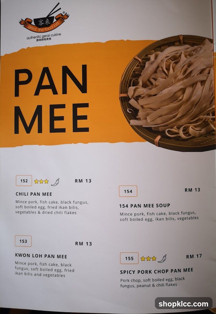 Pan Mee Menu