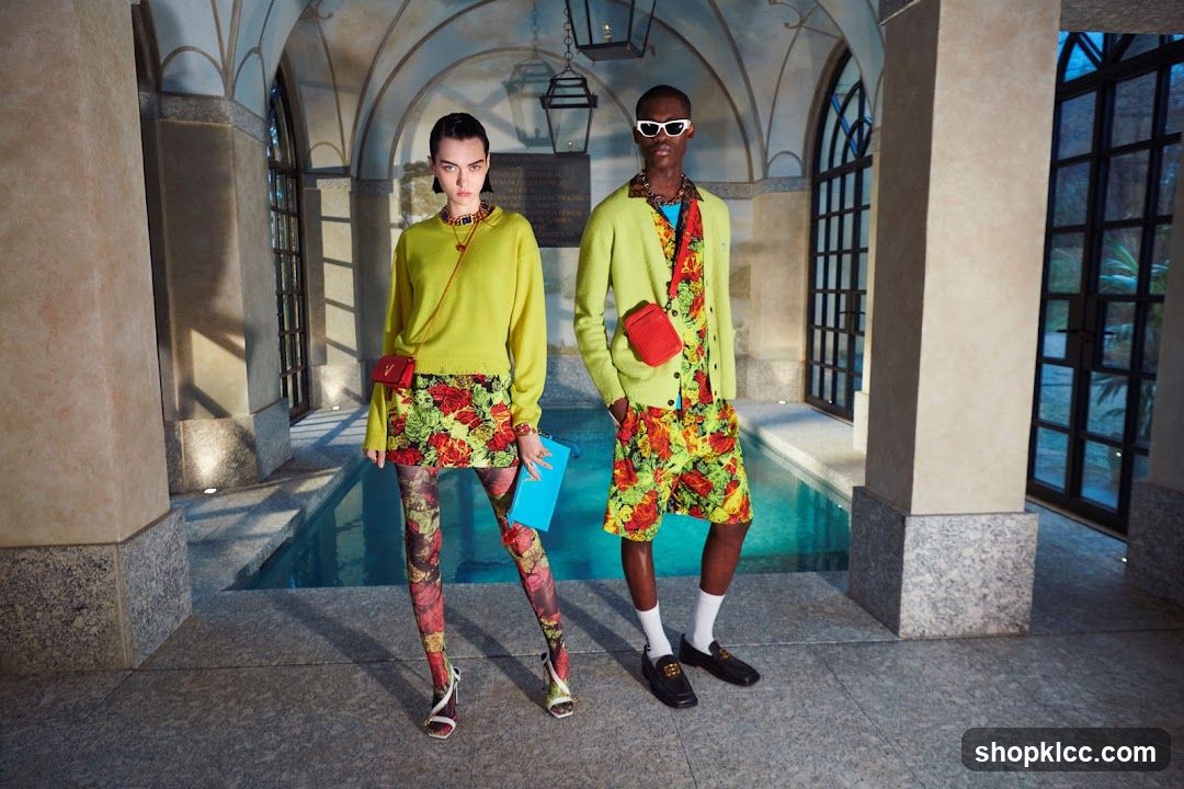 Models in floral print outfits