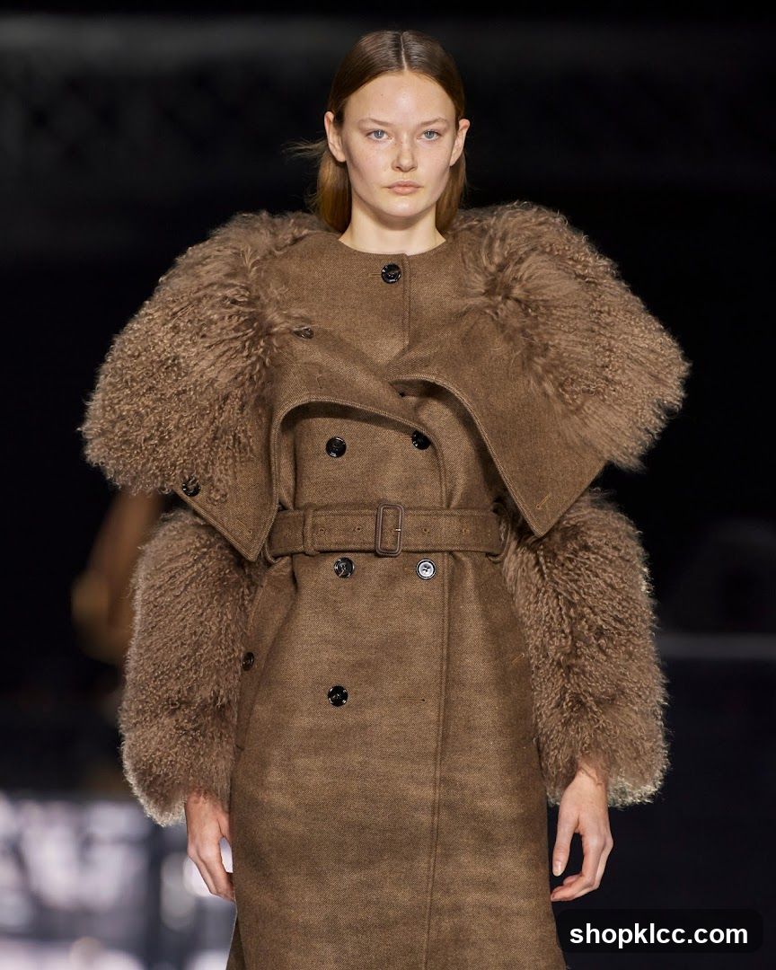 Fashion Show Model Wearing a Brown Coat
