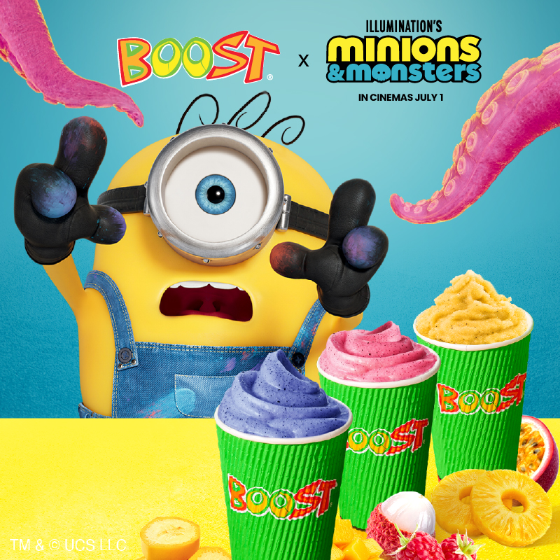 Boost x Minions & Monsters at Suria KLCC: The Trio of Drinks, the Sticker Sheet and Where to Find It