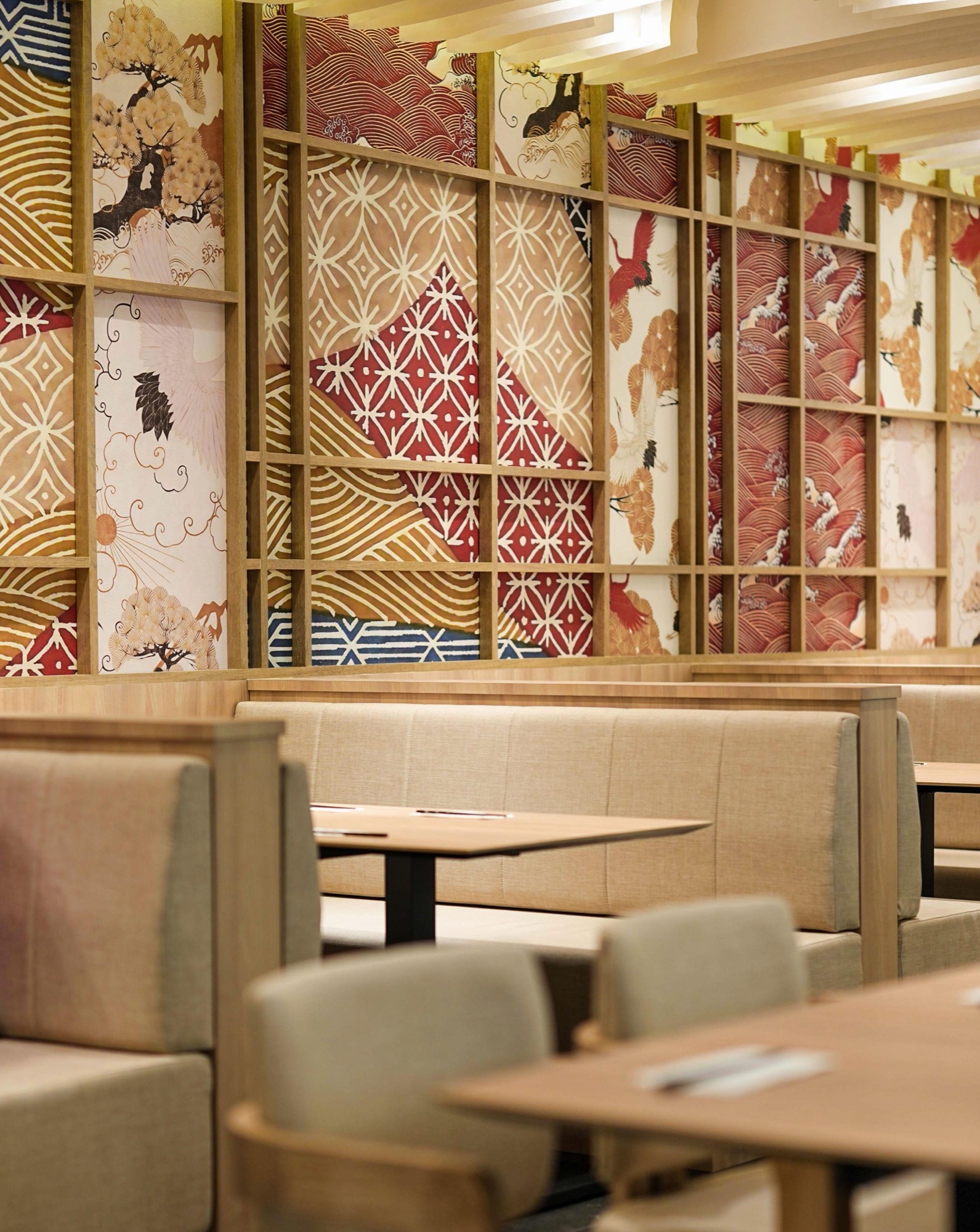 Dining room with Japanese patterned screens at Kyoto Katsu, Level 4 Suria KLCC